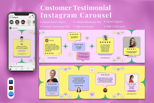 Plantilla redes sociales testimonios carrusel